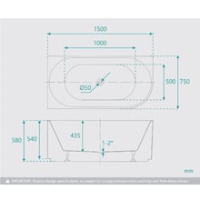 Cole Oval Acrylic Left Hand Corner Bath
